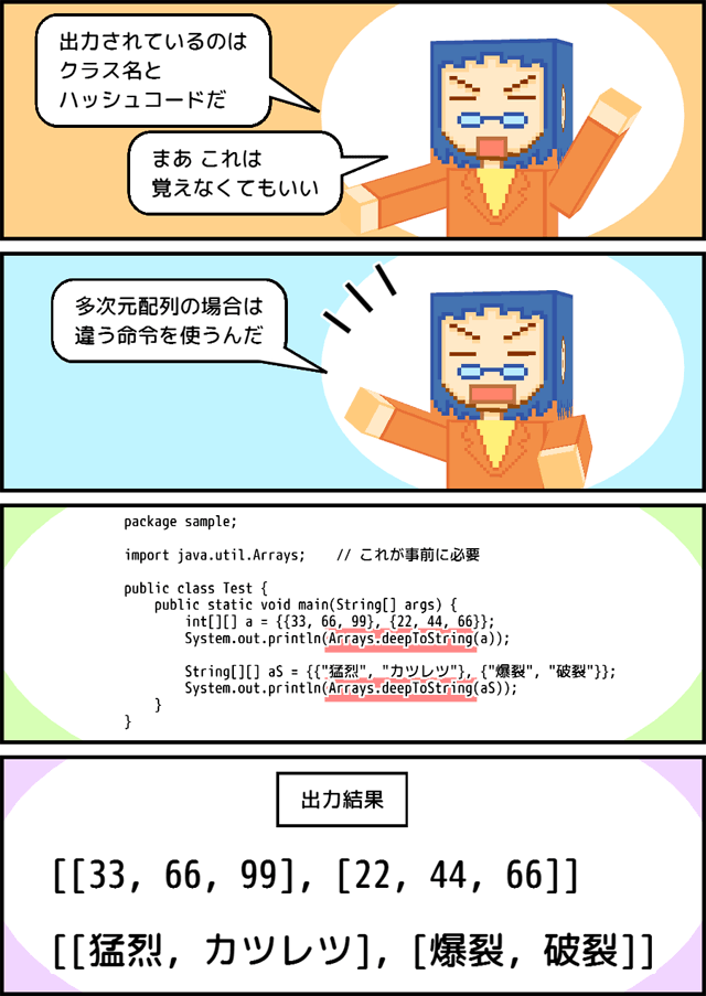 6-15. 配列9 配列のダンプ - マンガで分かる Java入門講座